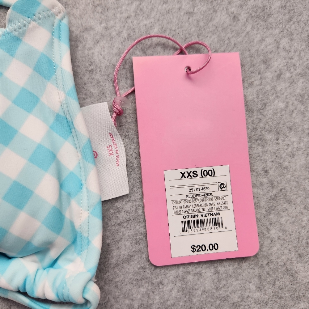 Stoney Clover Lane by Target Swim Top NWT Blue Gingham String Bikini Sz XXS - Picture 5 of 5